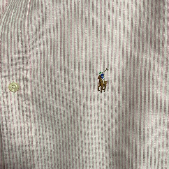 Ralph Lauren Classic fit striped pink shirt size M - Picture 8 of 10